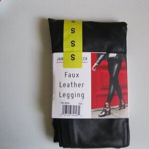 JANE and BLEECKER Women's soft stretch Faux Leather Legging, black  S (1222)